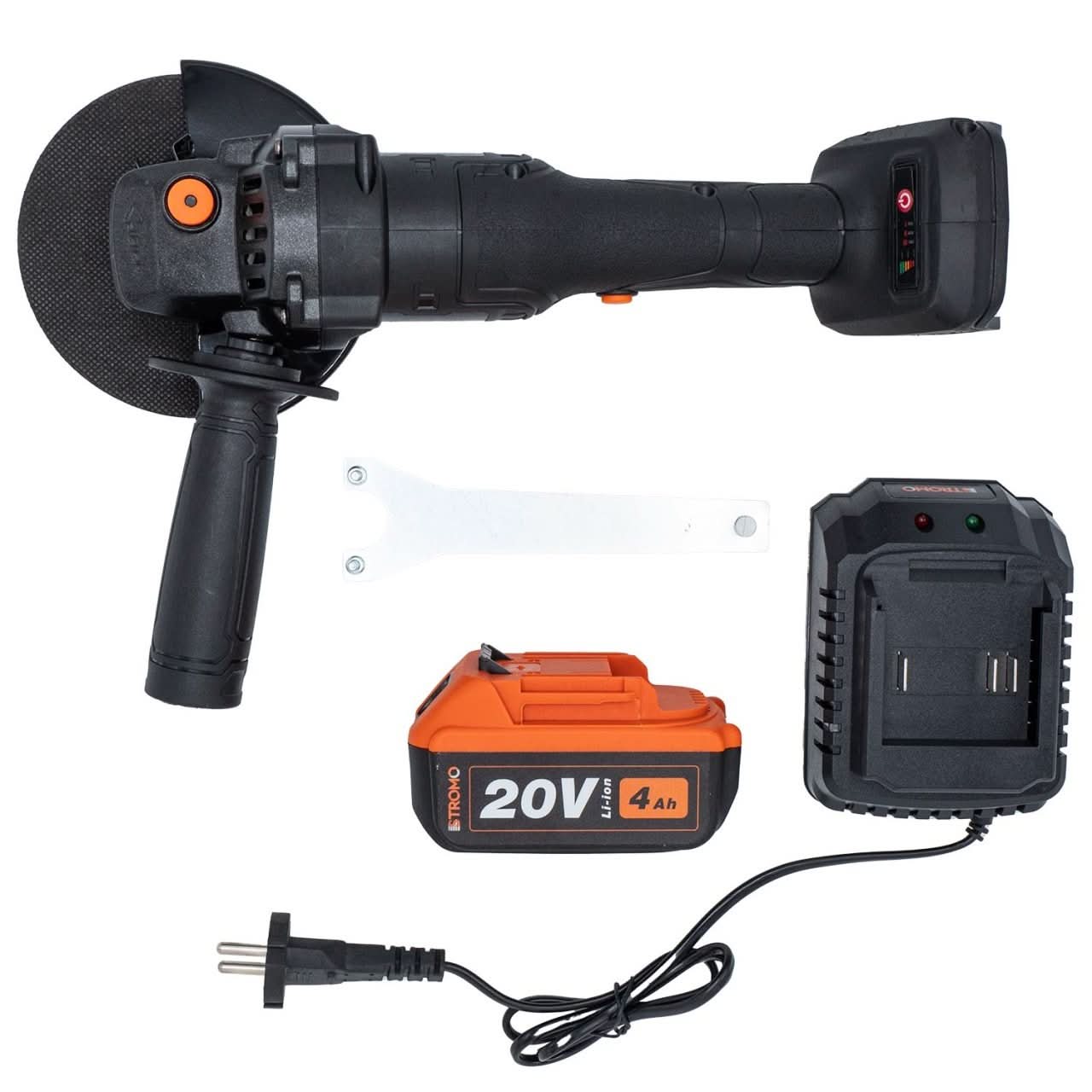 Polizor unghiular pe acumulator STROMO AGA216, 20V, 4Ah, motor brushless, 7450 rot/min, disc 125 mm