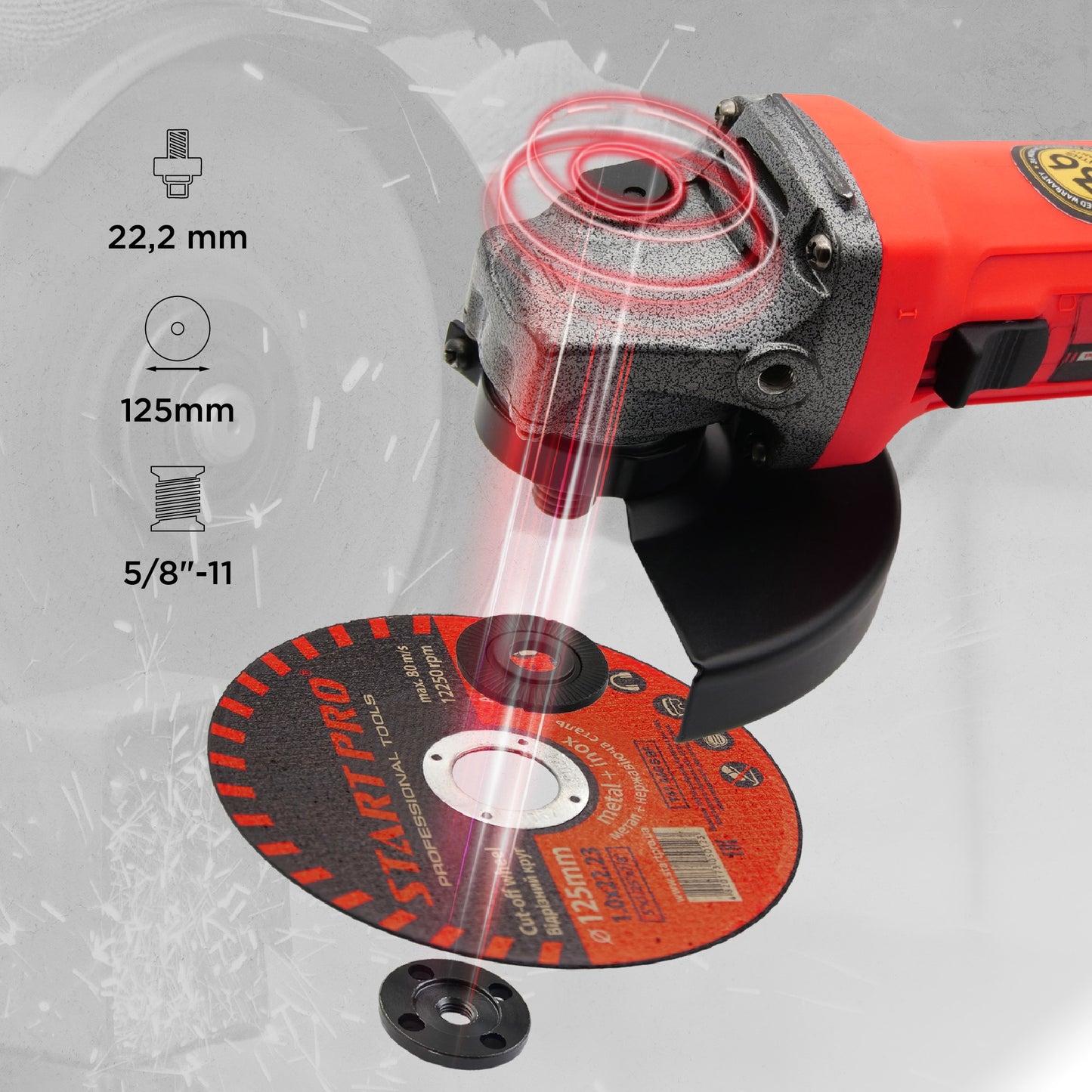 Polizor unghiular PROFESIONAL StartPro, 720W, 11000 rpm, 125 mm