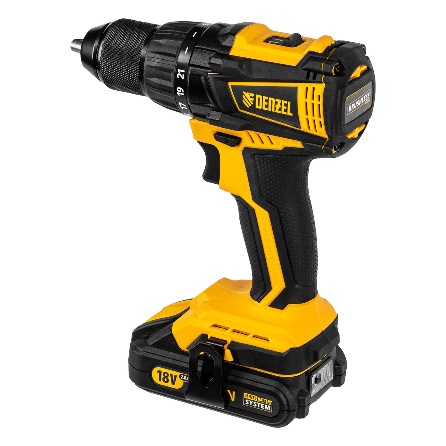 Masina de gaurit cu acumulator fara perie BLDL-IB-18-02, Li-Ion 18 V, 1,5 Ah, 2 viteze, Denzel