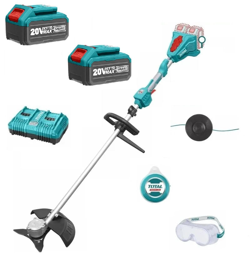 Motocoasa si trimmer TOTAL Li-Ion 40V, motor brushless, 2 baterii 4.0Ah, incarcator dublu inclus