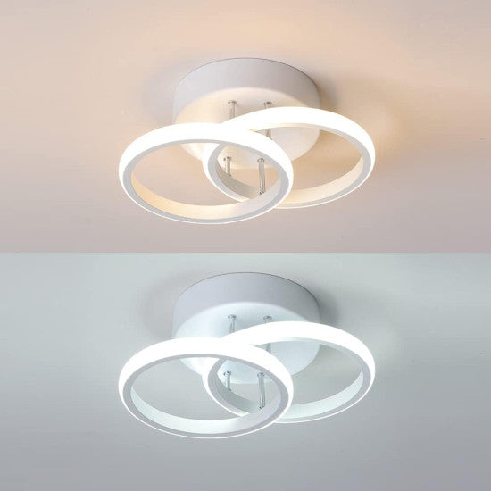 Lustra LED Cercuri 35W, 2 Brate, Telecomanda IR, 3 Culori, 400 mm