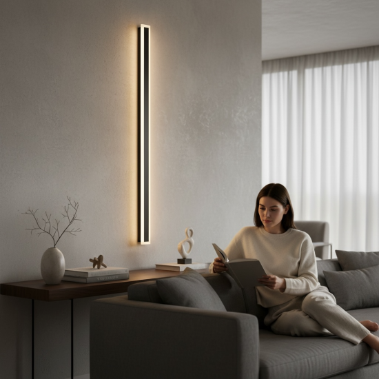 Aplica LED liniara perete neagra 35W, 1700 lm, 1200x80 mm, 3000K