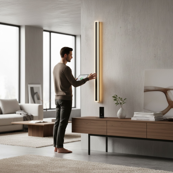 Aplica LED liniara perete neagra 35W, 1700 lm, 1200x80 mm, 3000K