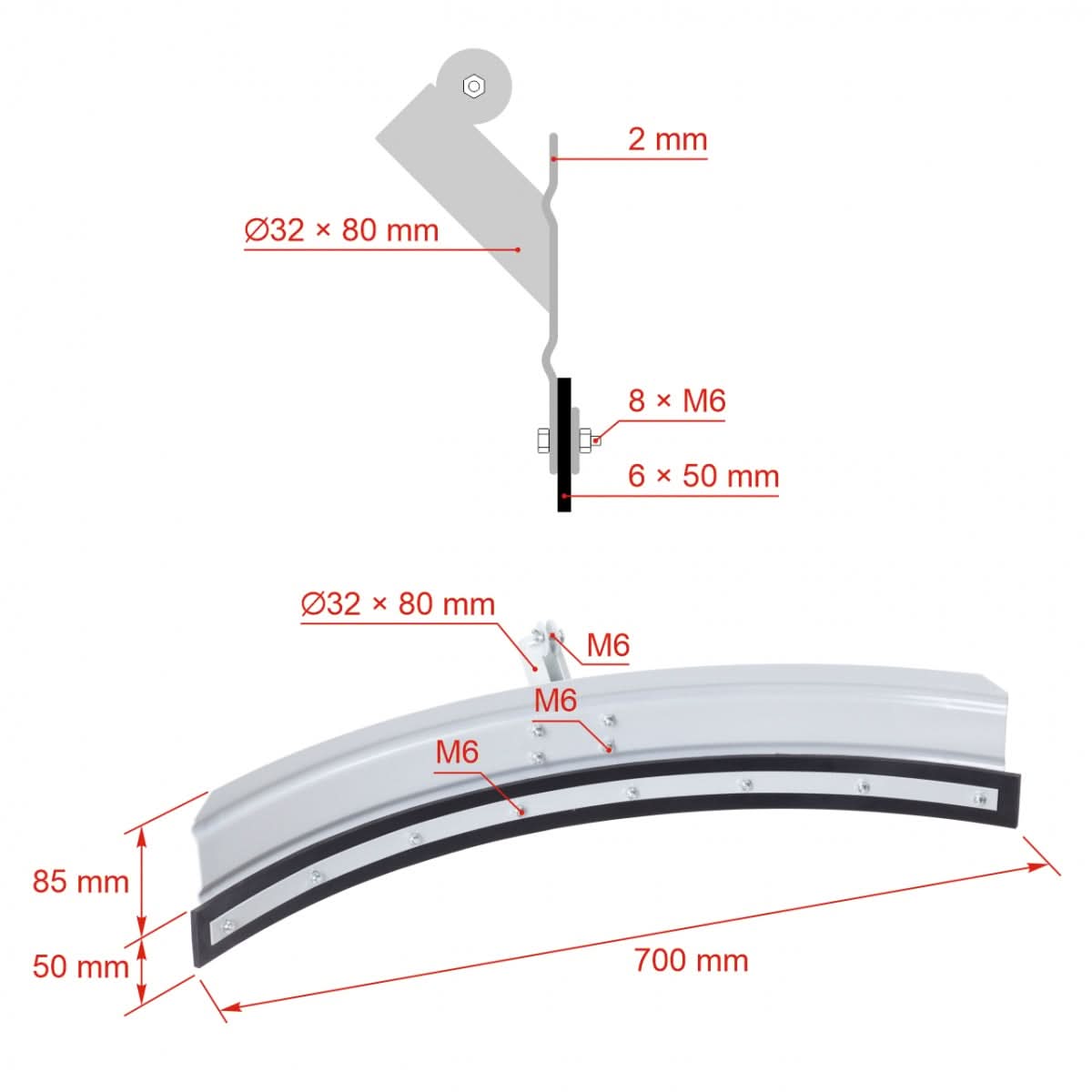 Racleta curbata pentru balegar 66 cm otel vopsit cu lama cauciuc interschimbabila fara coada
