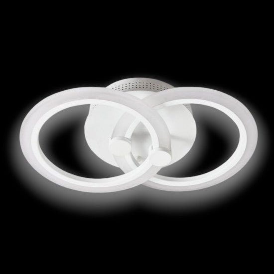 Lustra LED Cercuri 35W, 2 Brate, Telecomanda IR, 3 Culori, 400 mm