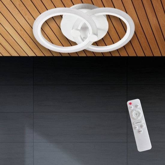 Lustra LED Cercuri 35W, 2 Brate, Telecomanda IR, 3 Culori, 400 mm