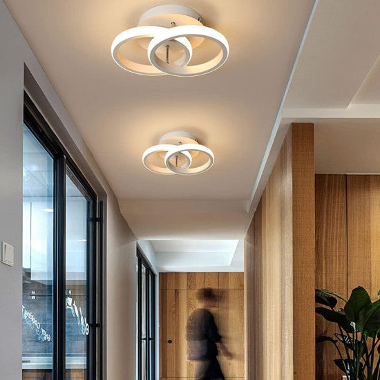 Lustra LED Cercuri 35W, 2 Brate, Telecomanda IR, 3 Culori, 400 mm
