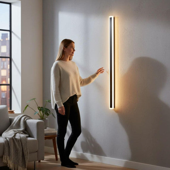 Aplica LED liniara perete neagra 45W, 2200 lm, 1500x80 mm, 3000K