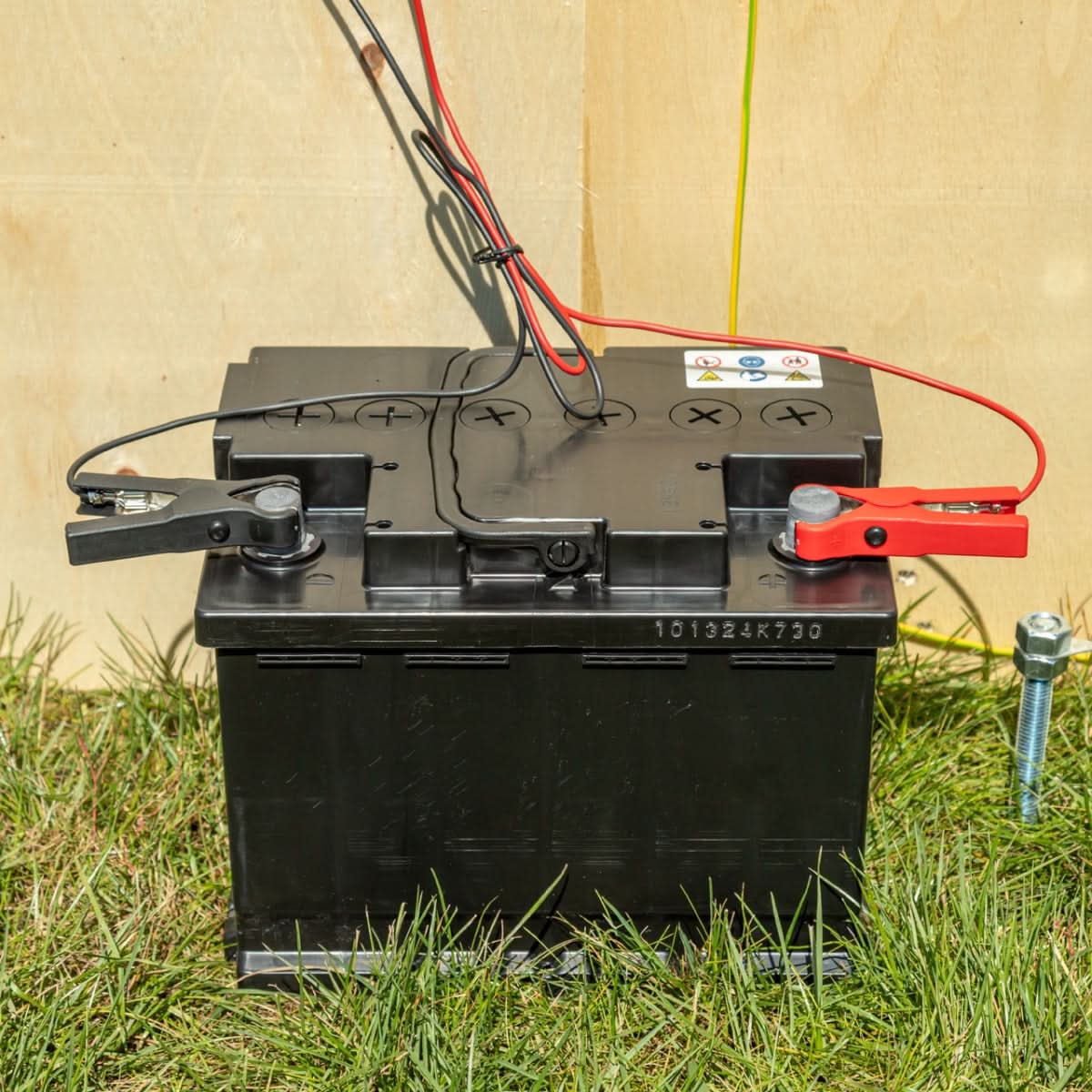 Cablu conexiune acumulator gard electric 1m, cu conectori crocodil și papuc inelar Ø6