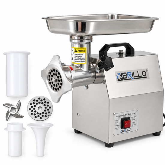 Masina Electrica de Tocat Carne Brillo MK12, 3000W, 160 kg/h, 2 Site, Accesoriu Carnati