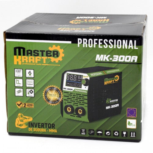 Invertor de sudura Master Kraft MK-300A, 300A, tehnologie IGBT, afisaj digital, kit complet