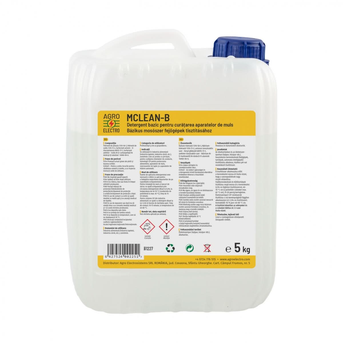Detergent bazic MCLEAN-B 5 kg pentru curatarea aparatelor de muls