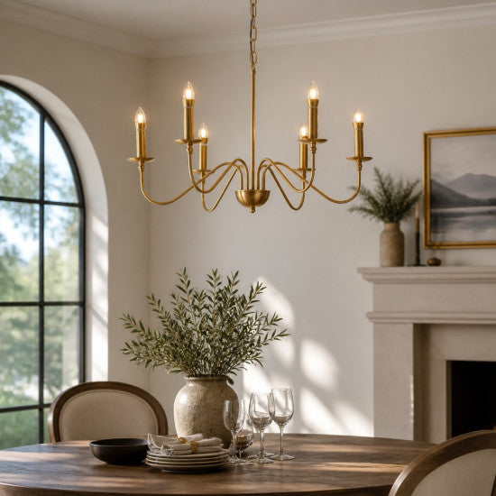 Candelabru Suspendat Medusa, 6xE14, Ø76 x 140 cm, Auriu