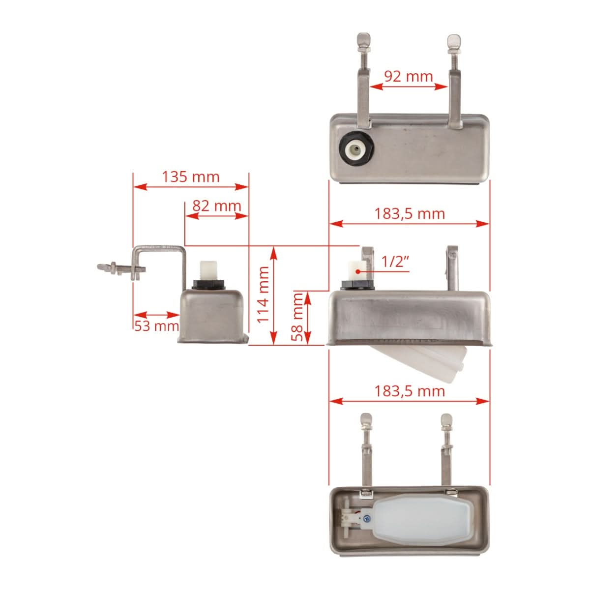 Supapa cu plutitor carcasa inox racord 1/2 pentru rezervor sau adapatoare animale