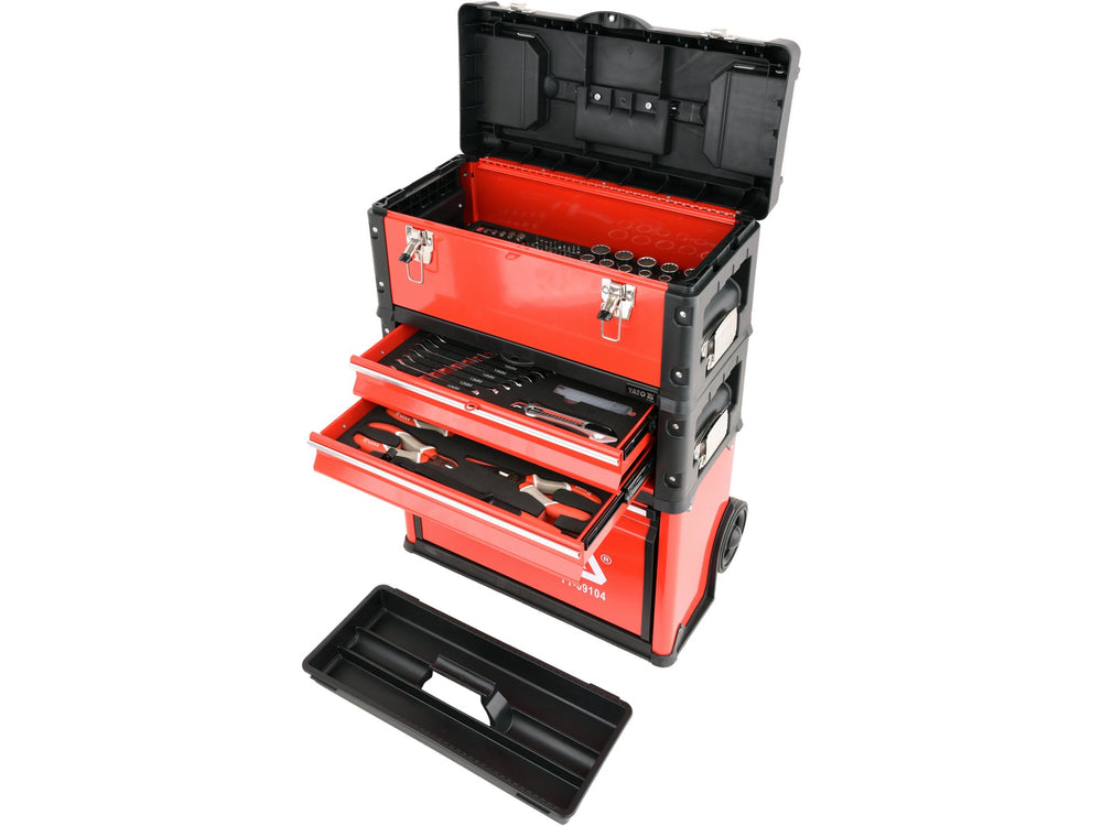 Troler scule cu 3 compartimente 78 piese Yato YT-09104