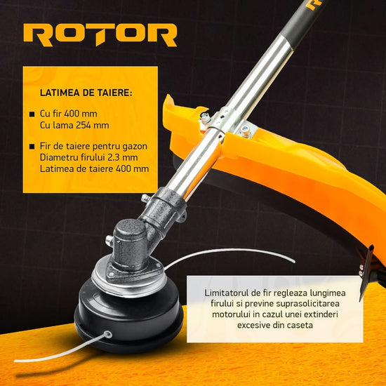 Motocoasa Benzina ROTOR R5500, 4.7CP, 52cc, 2T, 10000 RPM, disc 3 sisteme taiere
