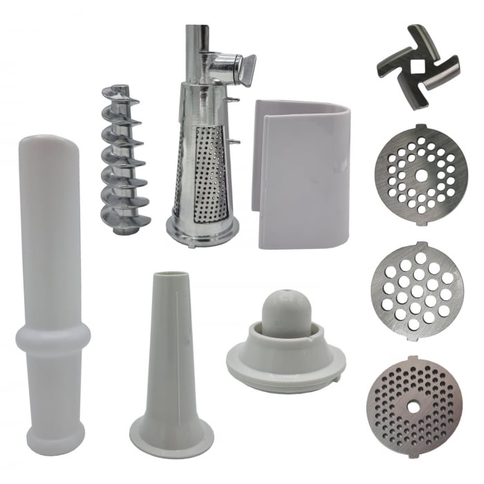 Masina de tocat carne Craft-Tec 3800W, 3 site, accesorii carnati, chiftele, functie revers, motor cupru