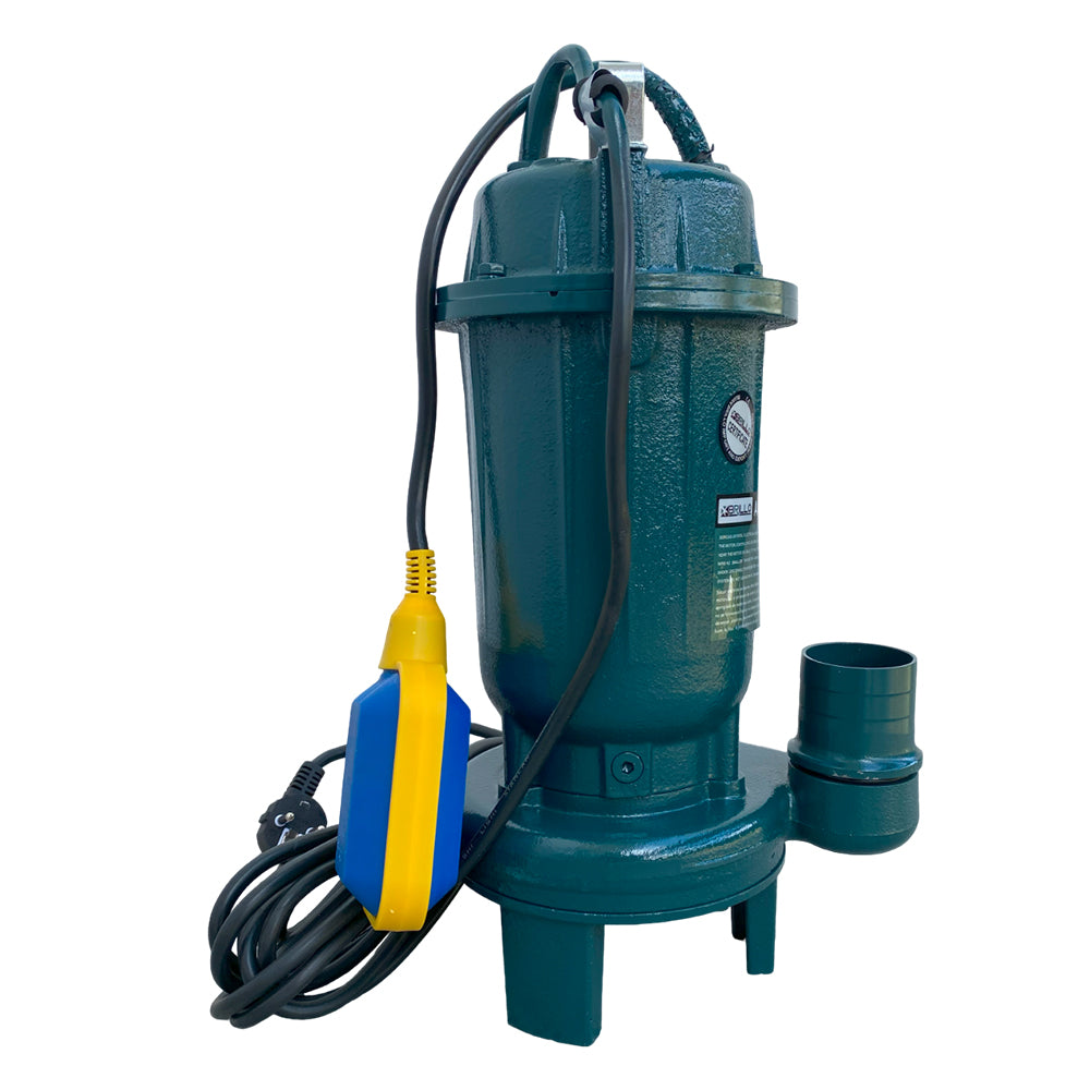 Pompa submersibila Brillo 2500W pentru apa murdara, cu tocator metalic, cutit exterior, plutitor automat, 12m refulare, 2 toli, fonta