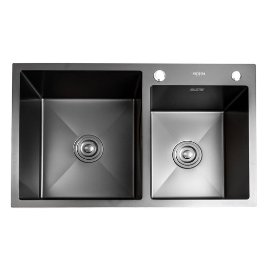 Chiuveta dubla BÖHM BH7849DBA, inox SUS304, 780x490x220 mm