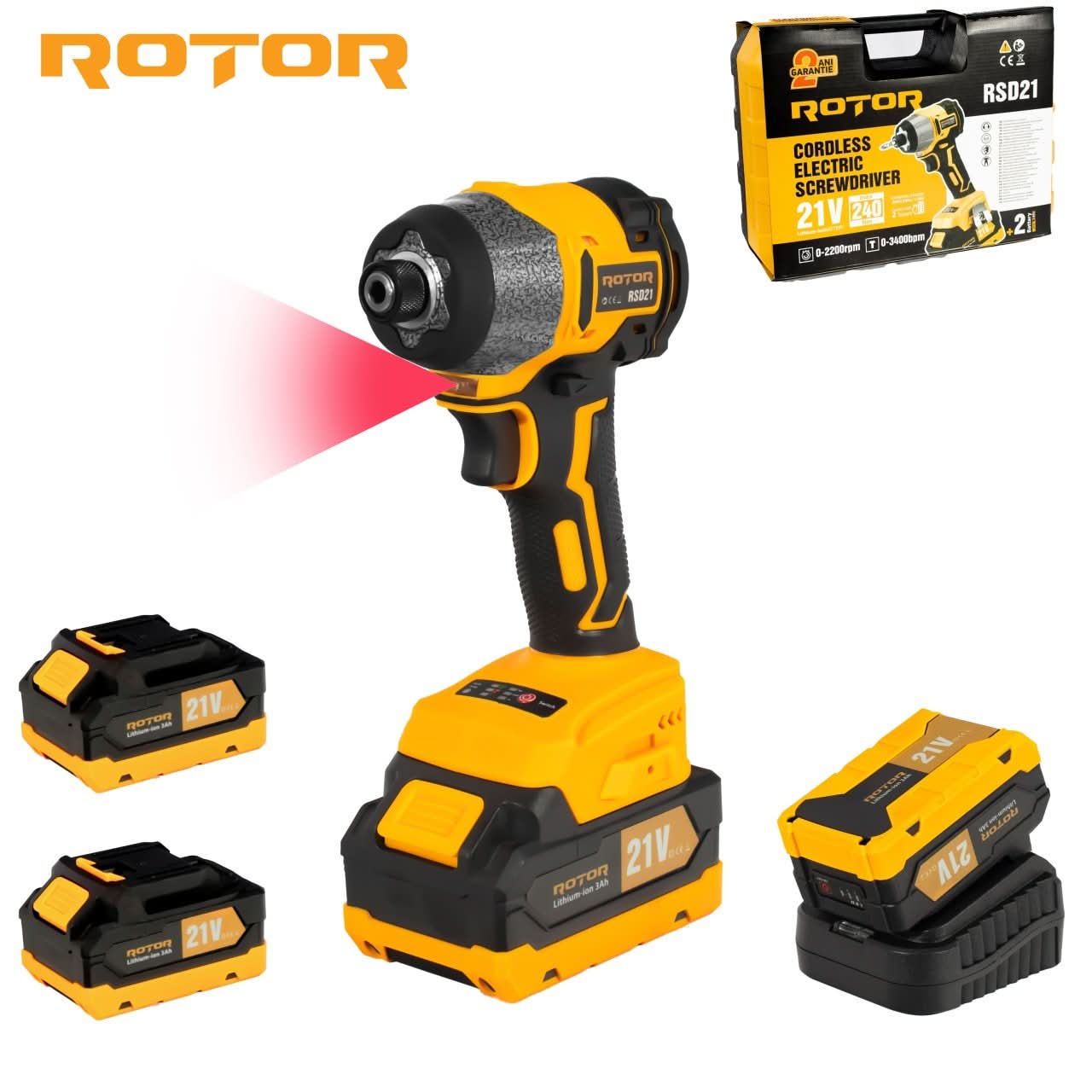 Autofiletanta impact ROTOR RSD21 21V 3Ah Brushless 240Nm 2200RPM 3400BPM mandrina 1/2"