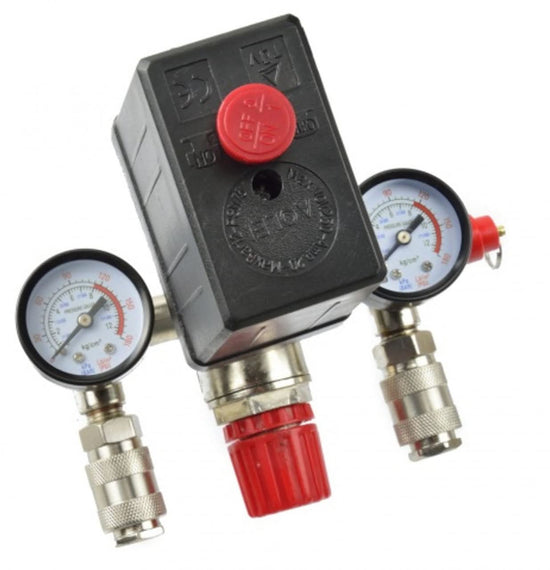 Presostat compresor ZEP SP032 230V, 2 manometre, cuple rapide, 0-170 PSI