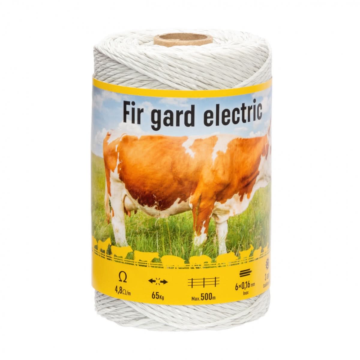 Fir gard electric 250 m, rezistență 65 kg, rezistență electrică 4,8 Ω/m