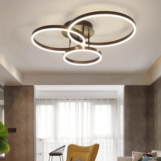 Lustra LED Dione 85W, 4500lm, 3000K/4000K/6500K, telecomanda, auriu