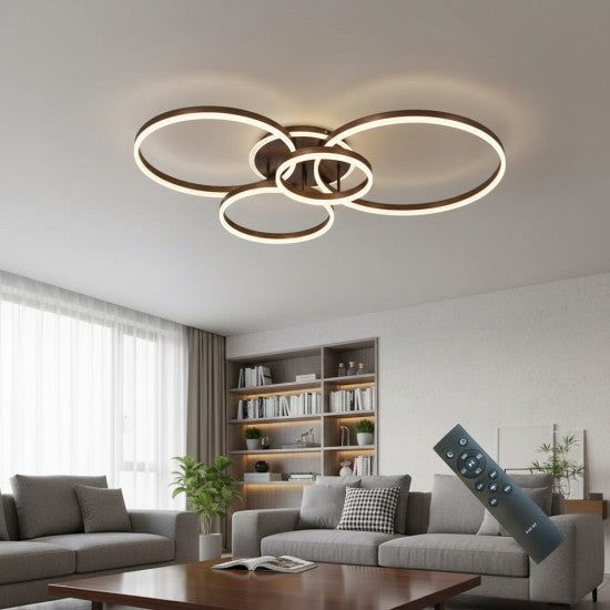 Lustra LED Dione 176W, 8000lm, 3000K/4000K/6500K, telecomanda, auriu