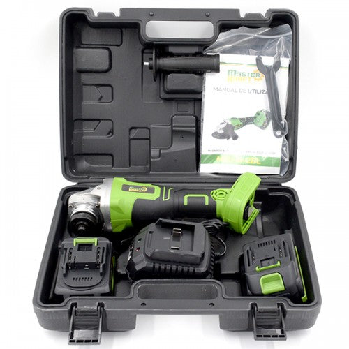 Polizor unghiular cu acumulator 125 mm Master Kraft MSU-A-2BL Brushless, 21V, 2 acumulatori, valiza