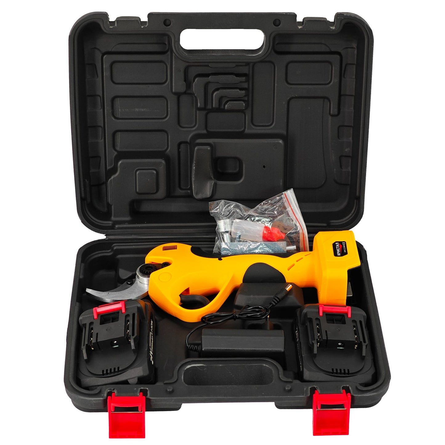 Foarfeca de Gradina cu Acumulator DDT-CRISTAL, 24V, 2Ah, Deschidere Maxima 45mm, Motor Brushless, Design Ergonomic, Tăiere Precisa