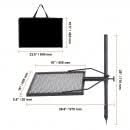 Gratar pivotant pentru foc de tabara, otel, plasa diamant, reglabil, detasabil cu geanta, 675x405x710 mm, 3.5 kg, 6 kg sarcina