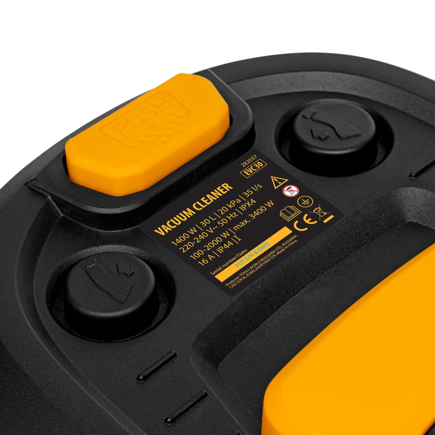 Aspirator Denzel EVC30, 1400 W, rezervor 30 L, furtun 3 m, priza cu sincronizare automata