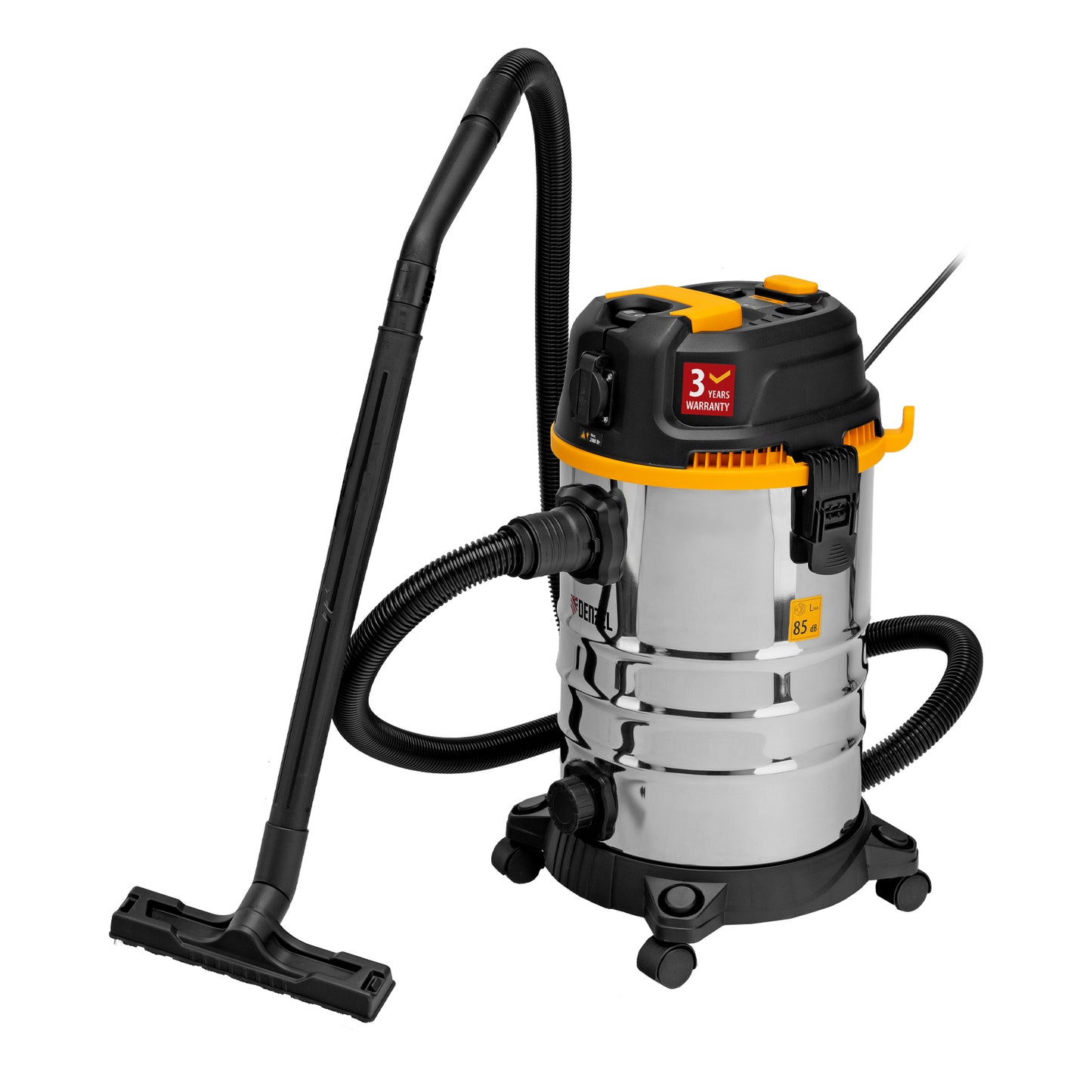 Aspirator Denzel EVC30, 1400 W, rezervor 30 L, furtun 3 m, priza cu sincronizare automata