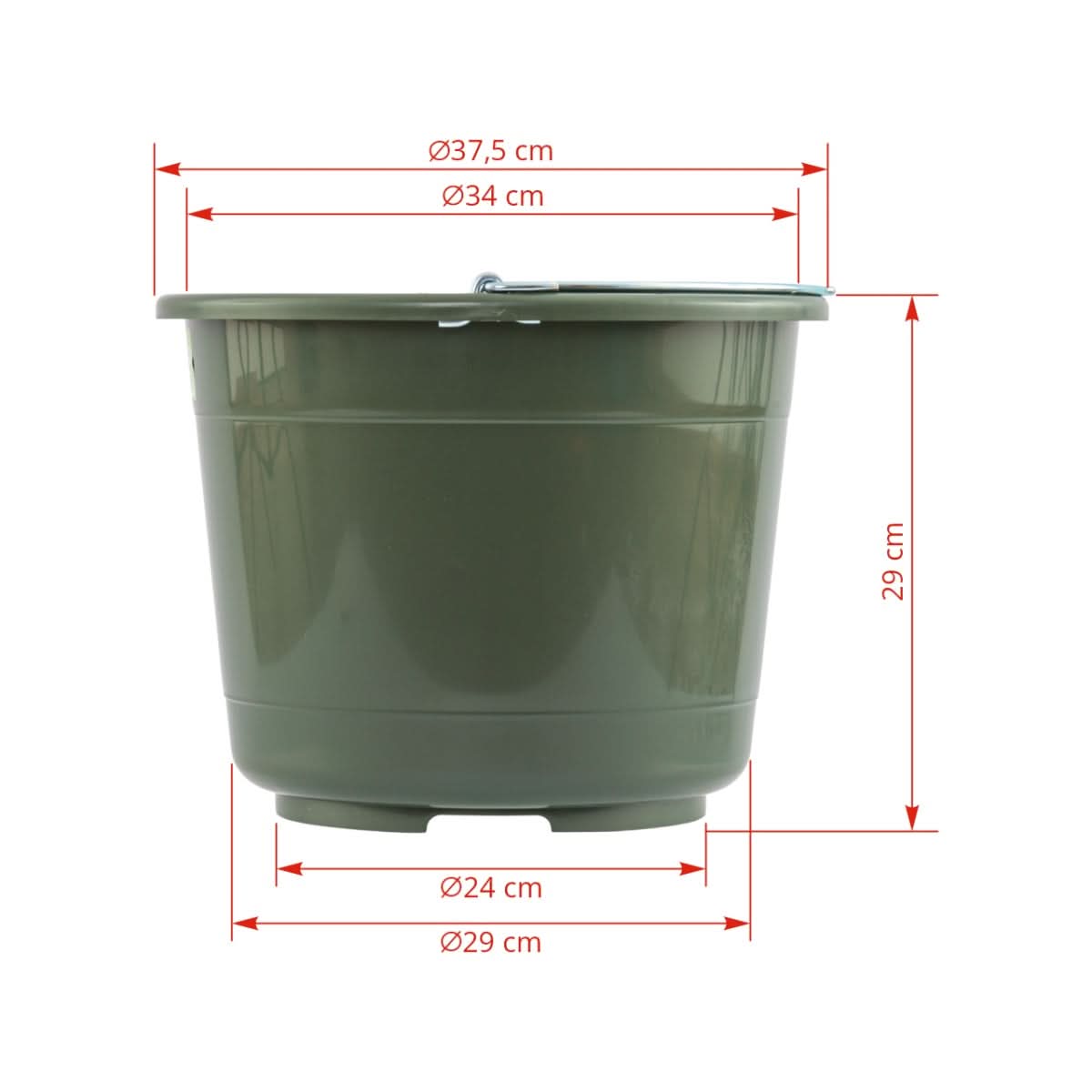 Galeata grajd furajare 20 litri verde cu maner metalic