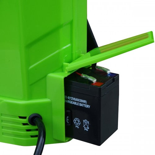 Pompa de stropit electrica Master Kraft KF-12C-10V, 12L, acumulator 12V 8Ah, tub telescopic 60-110 cm, 5 duze, verde