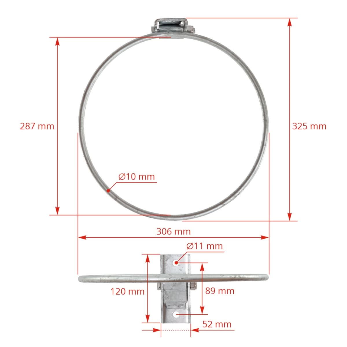 Suport metalic rabatabil pentru galeti si castroane hrana animale, montare perete, zincat