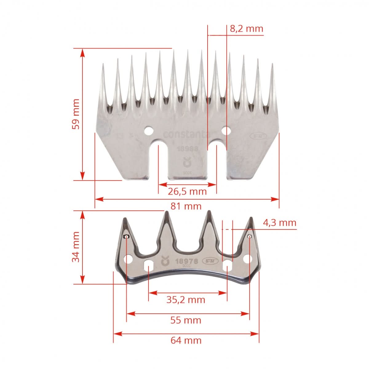 Set cutite rezervă Constanta4 13/4 pentru masini de tuns