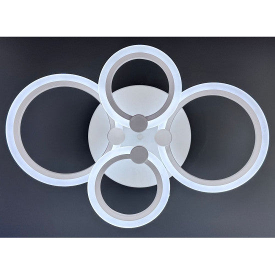 Lustra LED Cercuri 56W, 4 Brate, 580x90mm, 3 Culori, IR