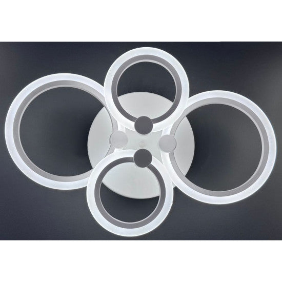 Lustra LED Cercuri 56W, 4 Brate, 580x90mm, 3 Culori, IR