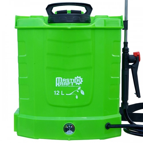 Pompa de stropit electrica Master Kraft KF-12C-8V, 12L, acumulator 12V 8Ah, 4+4 duze, lance 115 cm, verde