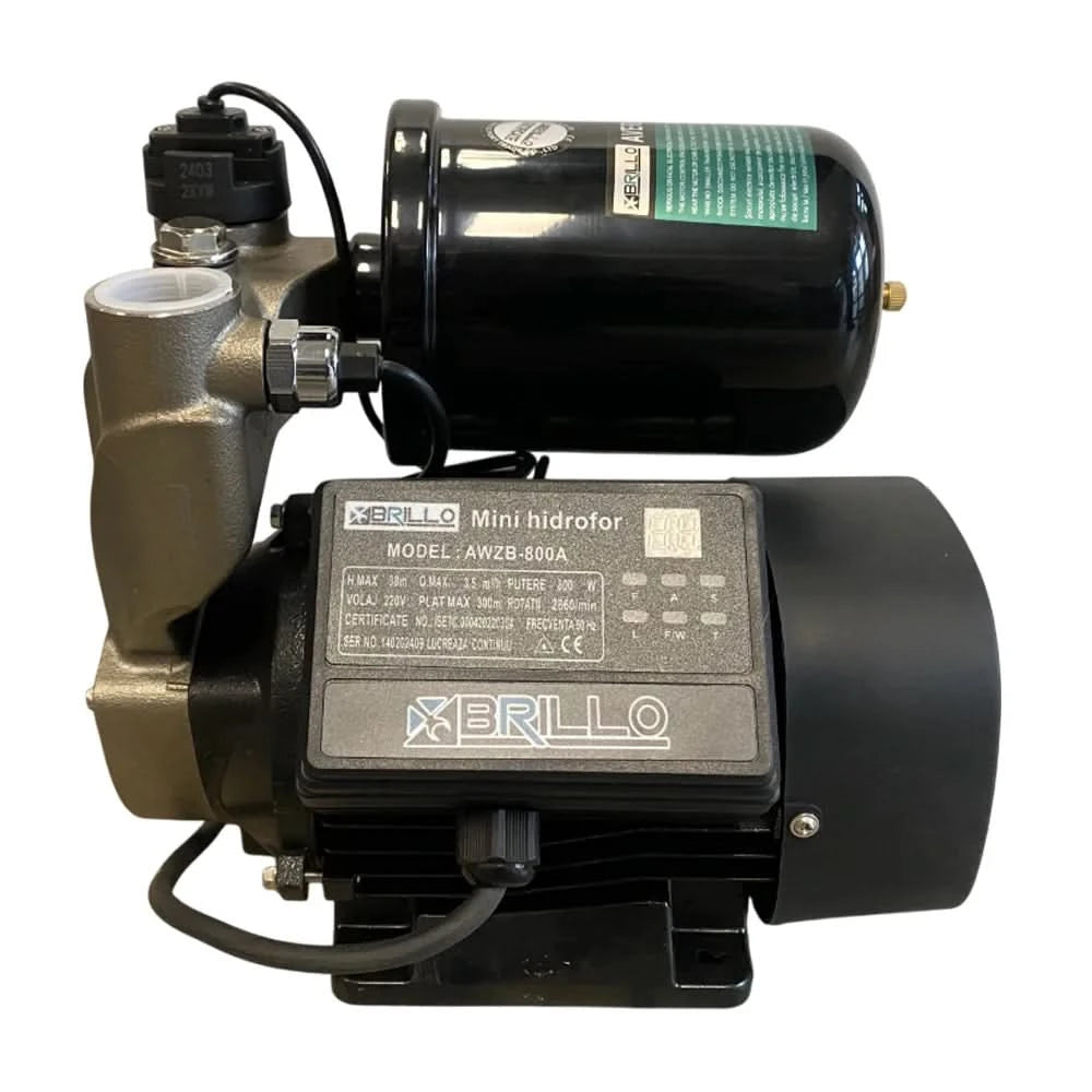 Mini hidrofor 800W cu debit 3.5 mc/h si inaltime de refulare 38 m, ideal pentru cresterea presiunii in gospodarie