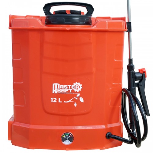 Pompa de stropit electrica Master Kraft KF-12C-8R, 12L, acumulator 12V 8Ah, 4+4 duze, lance 115 cm, rosu