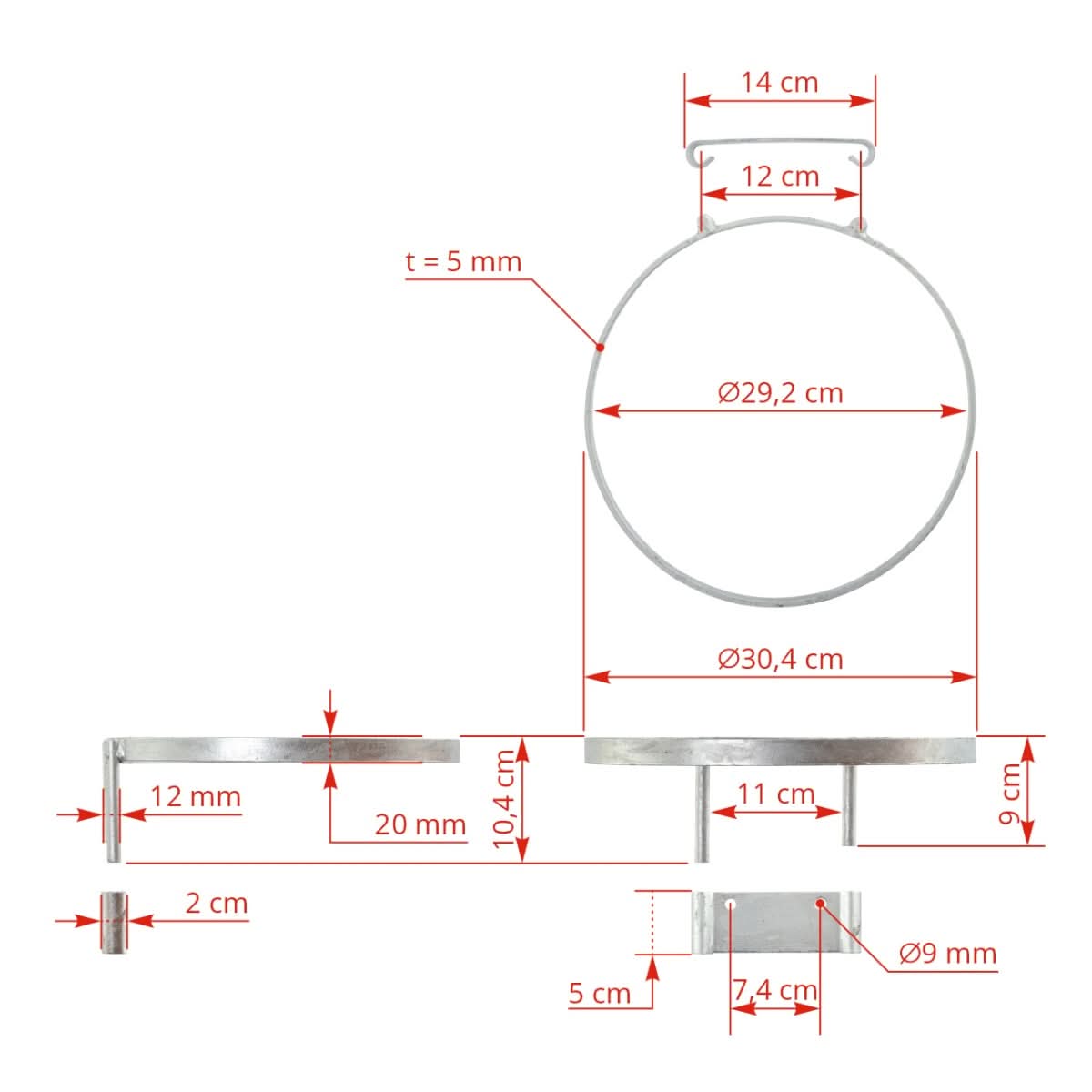 Suport metalic zincat pentru galeti furajare si castroane hrana animale, montare perete, detasabil