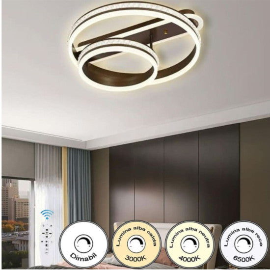 Lustra LED Egeria 150W, 9100lm, 3000K/4000K/6500K, telecomanda