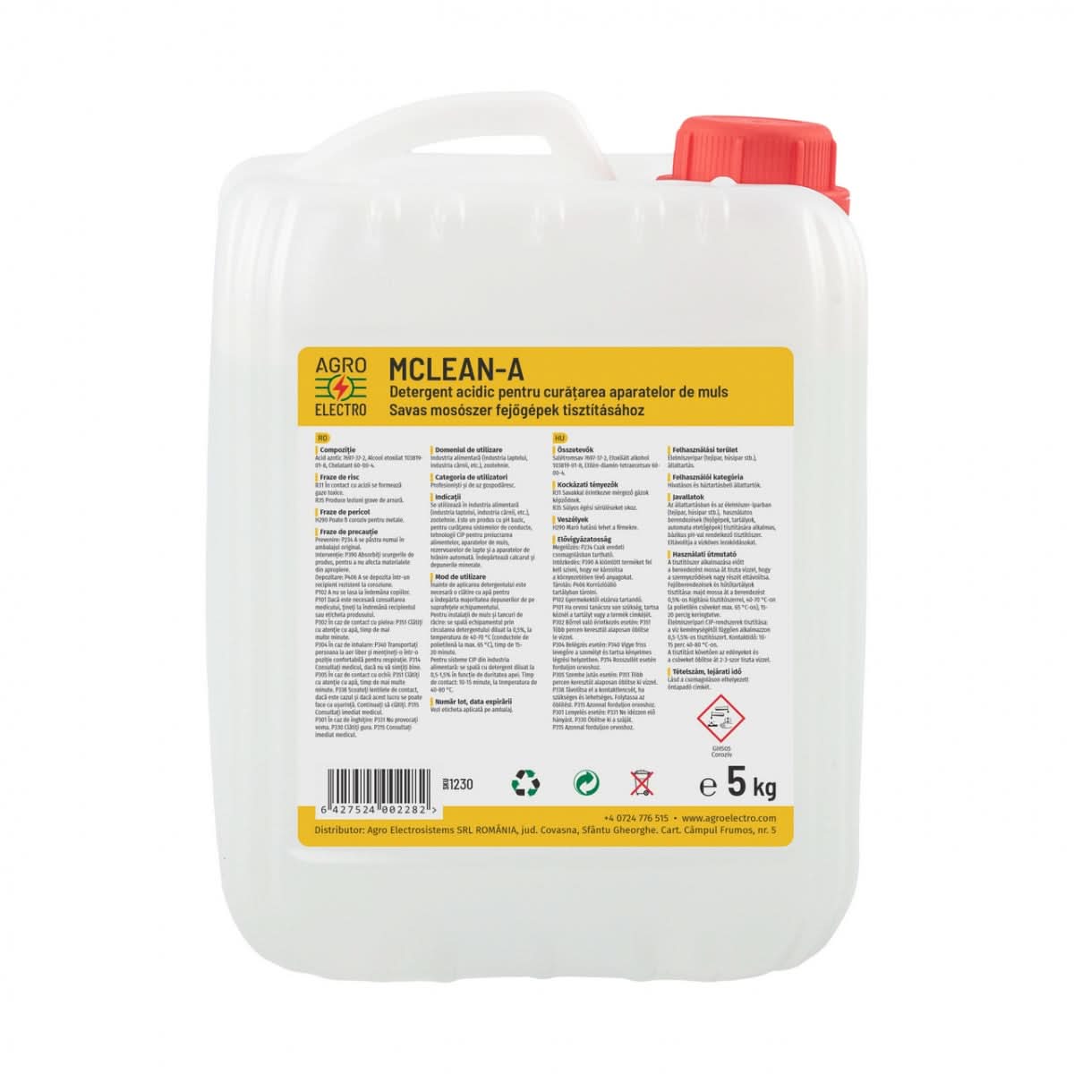 Detergent acidic pentru curatarea aparatelor de muls, MCLEAN-A, 5 kg