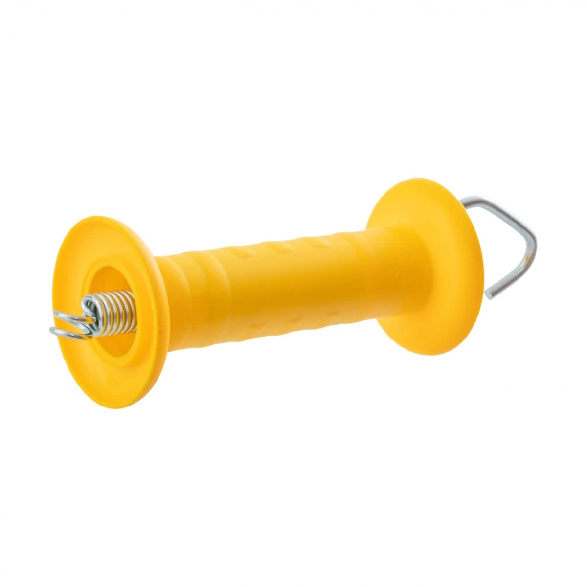 Maner galben pentru poarta gard electric, cu carlig si arc