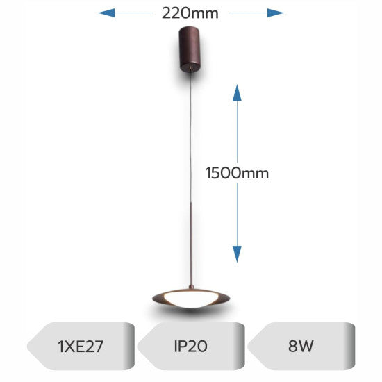 Lustra LED Ara, 8W, 750lm, 3000K/4000K/6500K, cafeniu