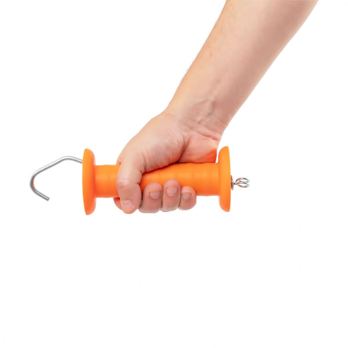 Maner portocaliu pentru poarta gard electric, cu carlig si arc