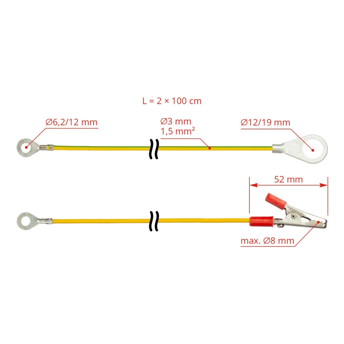 Set cabluri conexiune generator impulsuri gard electric 1m cu conector crocodil