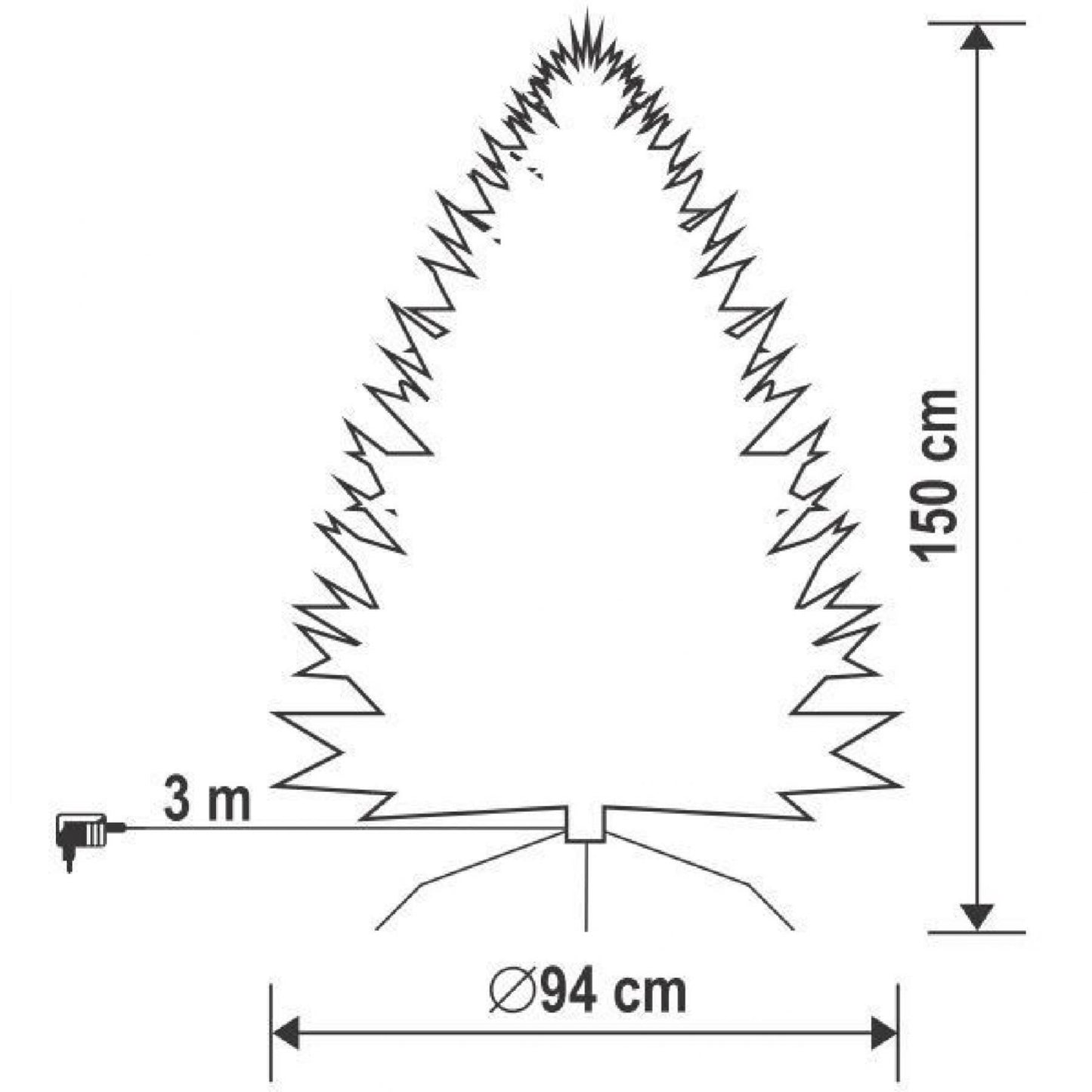 Brad Artificial 150 cm cu LED Integrat, 250 LED, Ace 3D+2D, Talpa Metal – KMF 6/150